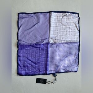 NEW JZ Richards Pocket Square Handkerchief Silk Blue White Geometric